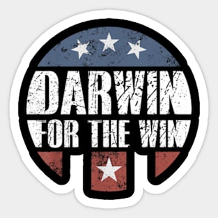 Darwin for the Win Sarcastic Darwin Awards US flag retro Sticker
